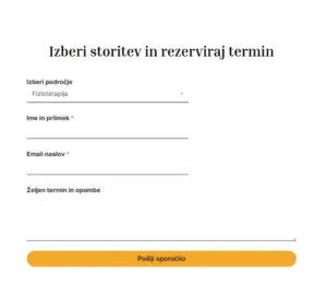 potek rezervacije termina in naročanje na spletni strani