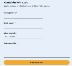 Spletni kontaktni obrazec za naročanje na zobozdravstveni pregled ali posvet.