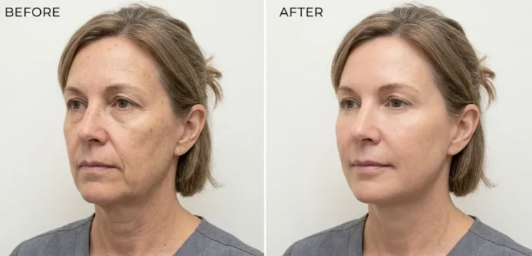 anti-aging tretmaji pred in po izboljšava kože obraza