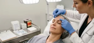 injekcijski tretma za glajenje čela brez operacije v estetski kliniki