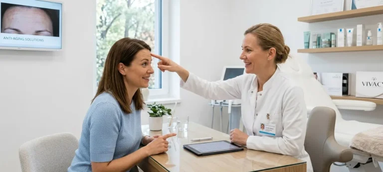 posvet za glajenje čela brez operacije med pacientom in dermatologom