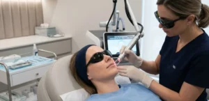 laserski tretma za pomlajevanje kože obraza v estetski kliniki