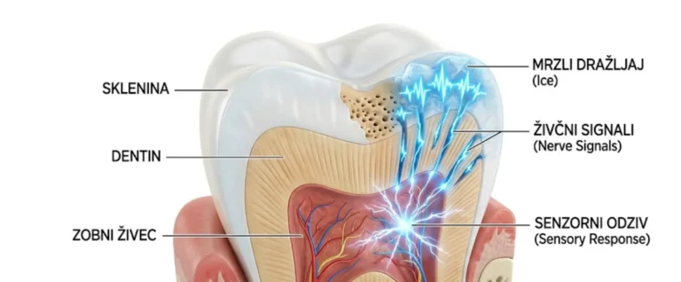 zob z občutljivim dentinom in reakcijo na mrzlo