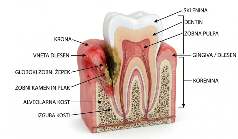 zobni žepki nastanek in vnetje dlesni 3d prikaz